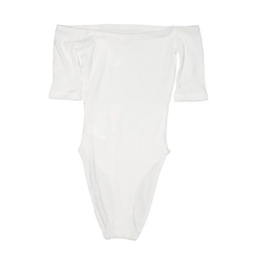 Capulet off the shoulder white ribbed bodysuit